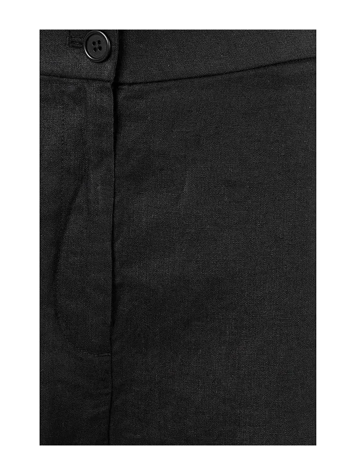 Брюки широкие укороченные Organic Linen Pleated Wide Crop Eileen Fisher — изображение 5 из 5, черный