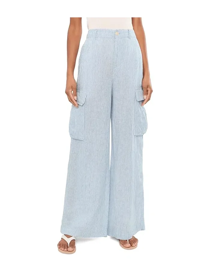 Брюки карго из льна в полоску модель Wide-Leg Lauren Ralph Lauren