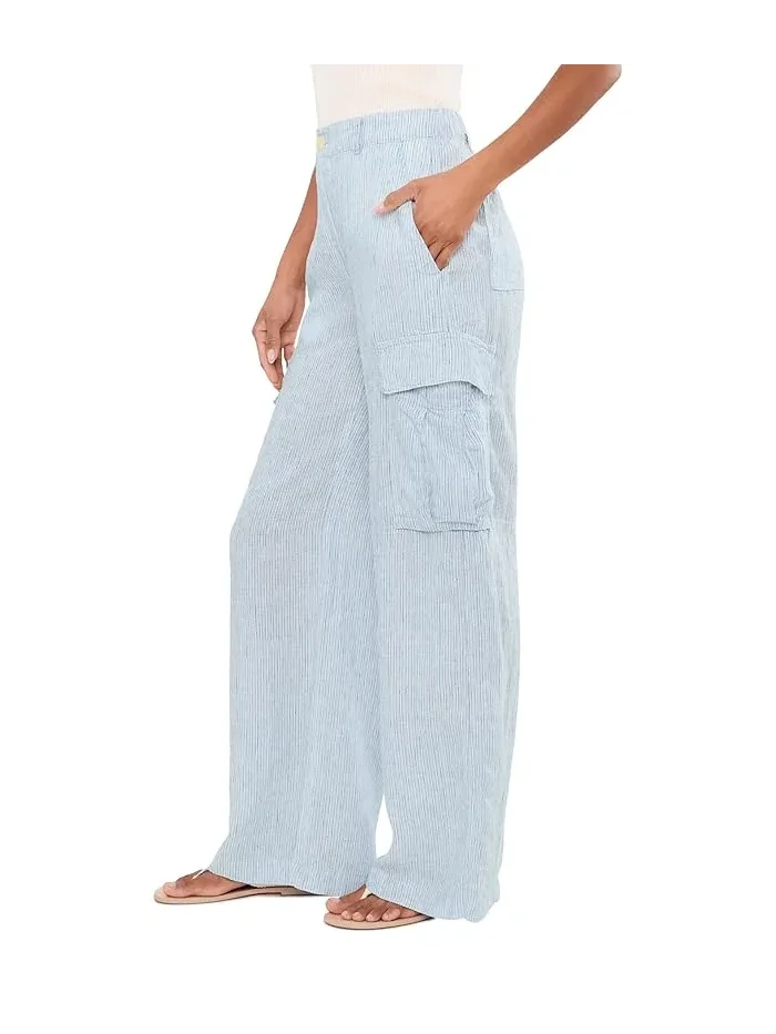 Брюки карго из льна в полоску модель Wide-Leg Lauren Ralph Lauren — изображение 3 из 5, кремовый/светлый