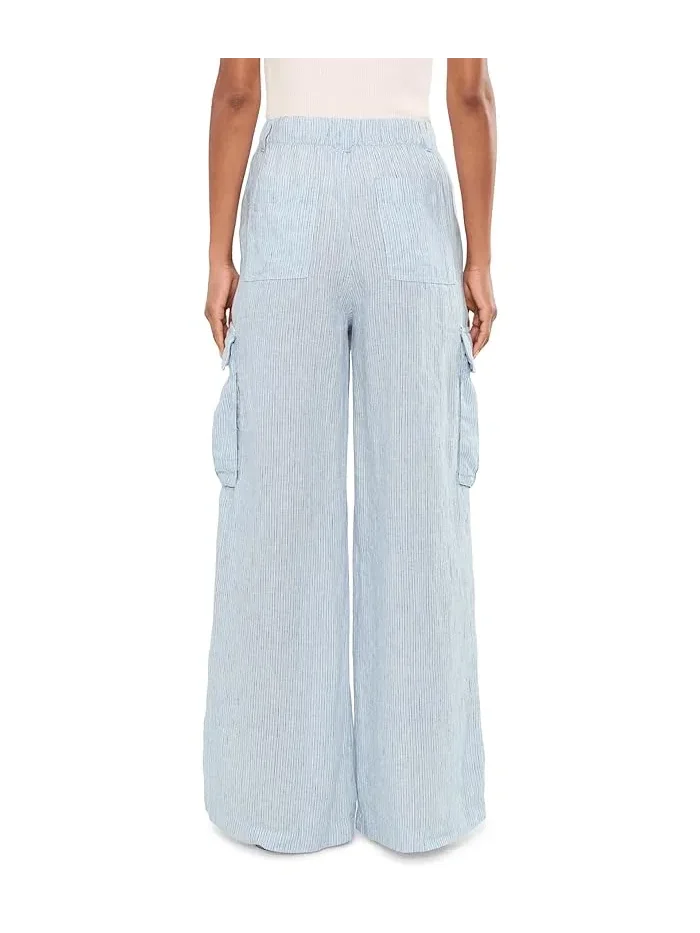 Брюки карго из льна в полоску модель Wide-Leg Lauren Ralph Lauren — изображение 4 из 5, кремовый/светлый