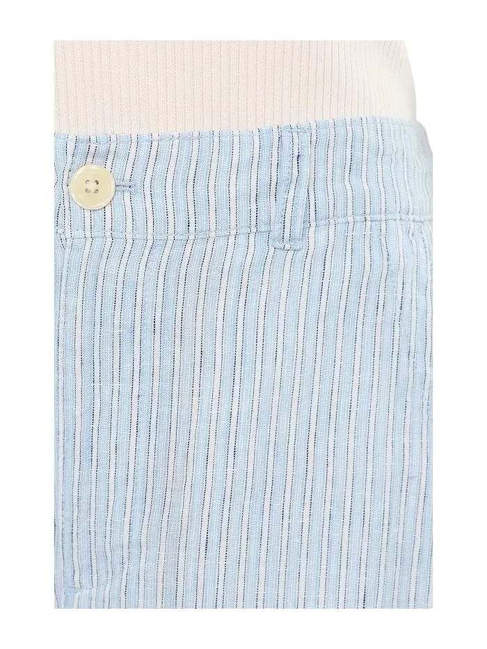 Брюки карго из льна в полоску модель Wide-Leg Lauren Ralph Lauren — изображение 5 из 5, кремовый/светлый