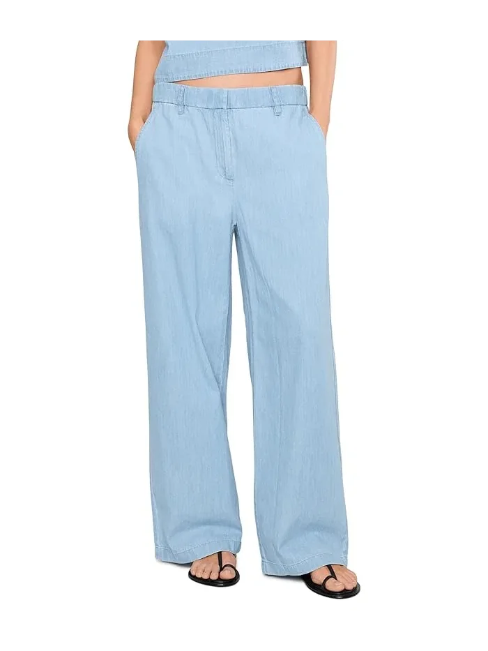 Брюки высокие из органического хлопка Lightweight Organic Cotton Denim High-Waisted Full Length Eileen Fisher