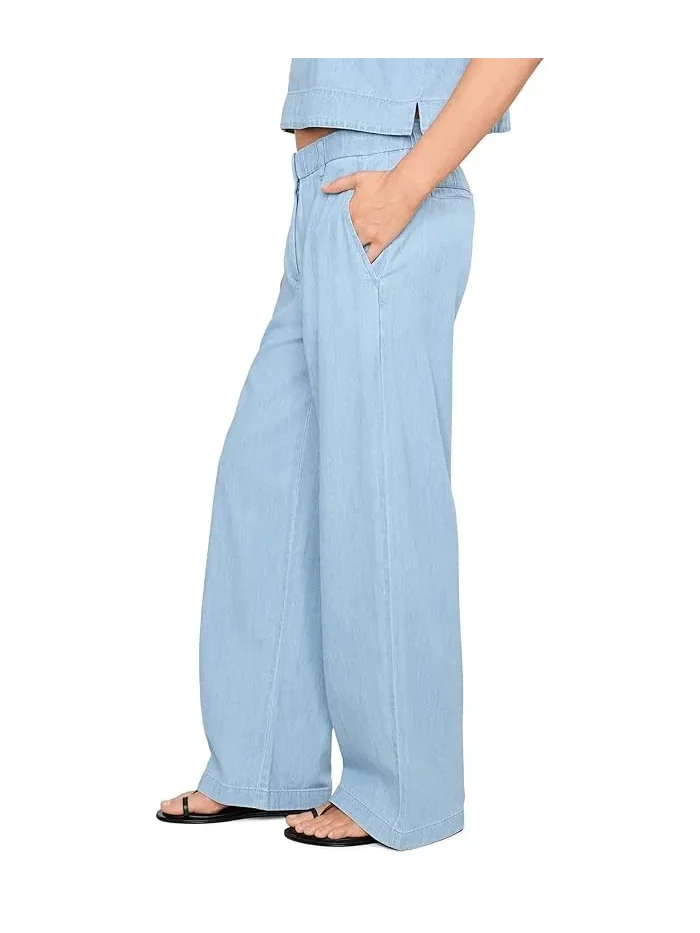 Брюки высокие из органического хлопка Lightweight Organic Cotton Denim High-Waisted Full Length Eileen Fisher, белый
