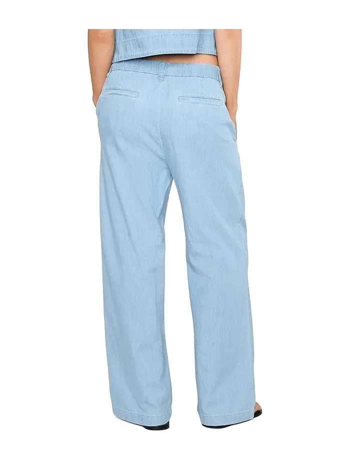 Брюки высокие из органического хлопка Lightweight Organic Cotton Denim High-Waisted Full Length Eileen Fisher, белый