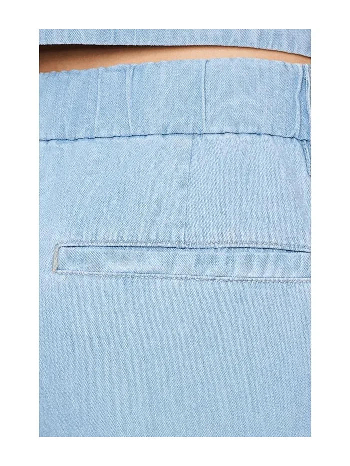Брюки высокие из органического хлопка Lightweight Organic Cotton Denim High-Waisted Full Length Eileen Fisher, белый