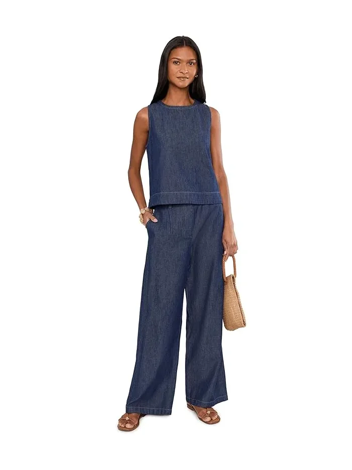 Брюки из органического хлопка High-Waisted Full Length Eileen Fisher — изображение 2 из 5, белый