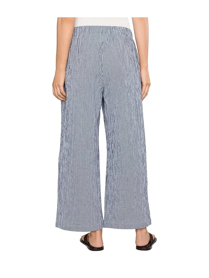 Широкие брюки-органза Organic Cotton Pucker Check Ankle Wide Eileen Fisher — изображение 4 из 5, голубой