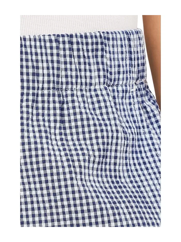 Широкие брюки-органза Organic Cotton Pucker Check Ankle Wide Eileen Fisher — изображение 5 из 5, голубой