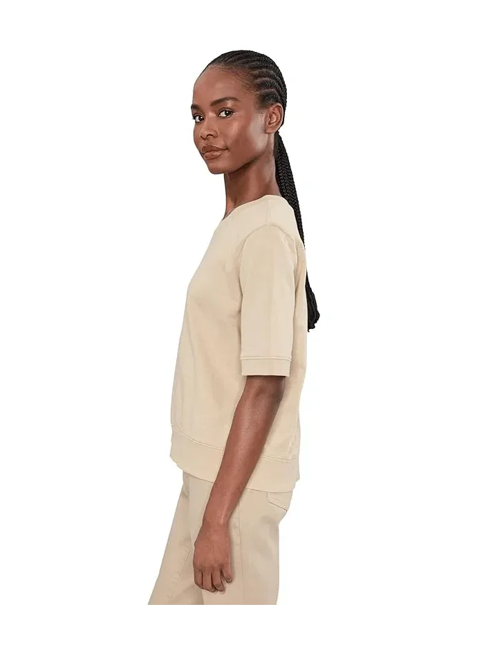 Свитшот с круглым вырезом короткий рукав Garment Dyed Terry Eileen Fisher — изображение 3 из 5, чернильный