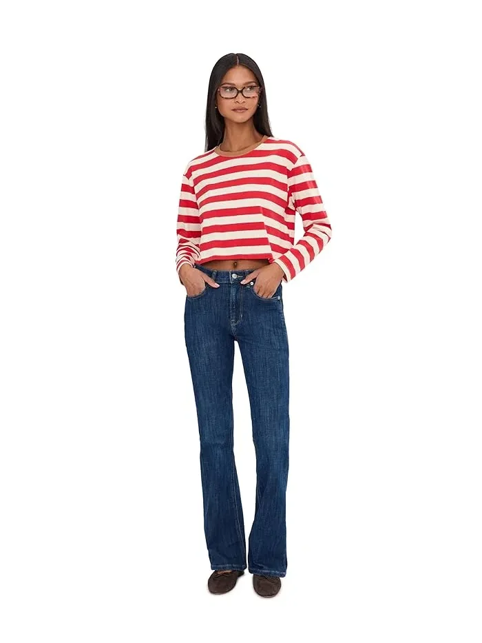 Джинсы высокие прямые Double Knot Free People, Aegean — изображение 2 из 5, эгейский