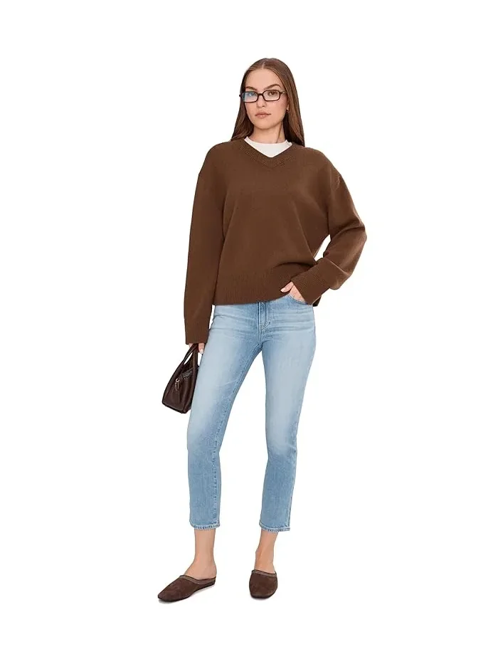 Джинсы Mari Mid-Rise Slim Straight Crop AG Jeans, Cruiser — изображение 2 из 5, коричневый