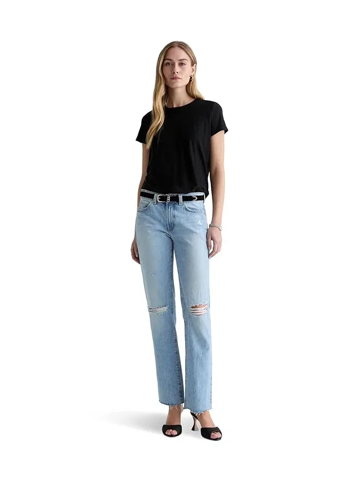 Джинсы прямые низкой посадки Sandra AG Jeans, Soft Focus Destructed — изображение 2 из 5, потертый эффект