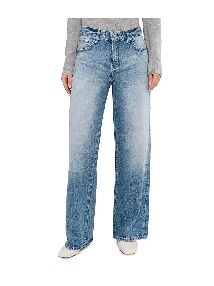Джинсы с низкой посадкой Adria Low Rise Baggy Wide Leg AG Jeans, Stockholm Snowdrift