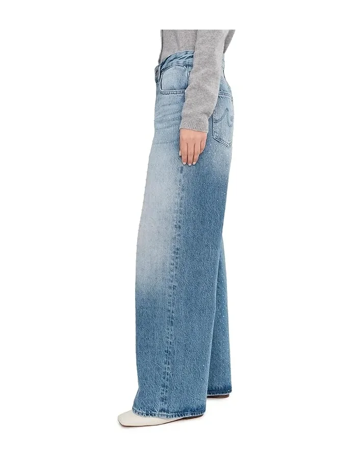 Джинсы с низкой посадкой Adria Low Rise Baggy Wide Leg AG Jeans, Stockholm Snowdrift — изображение 3 из 5, белый