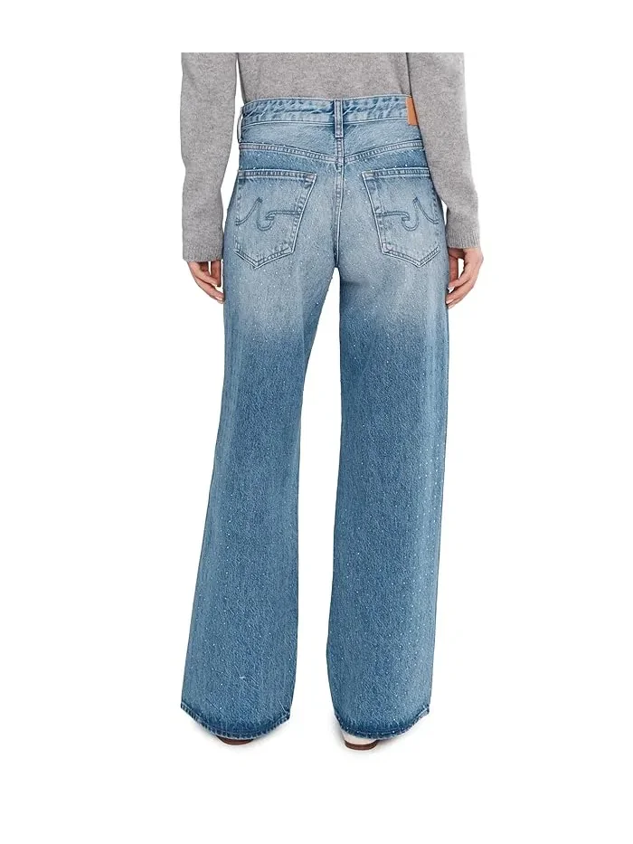 Джинсы с низкой посадкой Adria Low Rise Baggy Wide Leg AG Jeans, Stockholm Snowdrift — изображение 4 из 5, белый