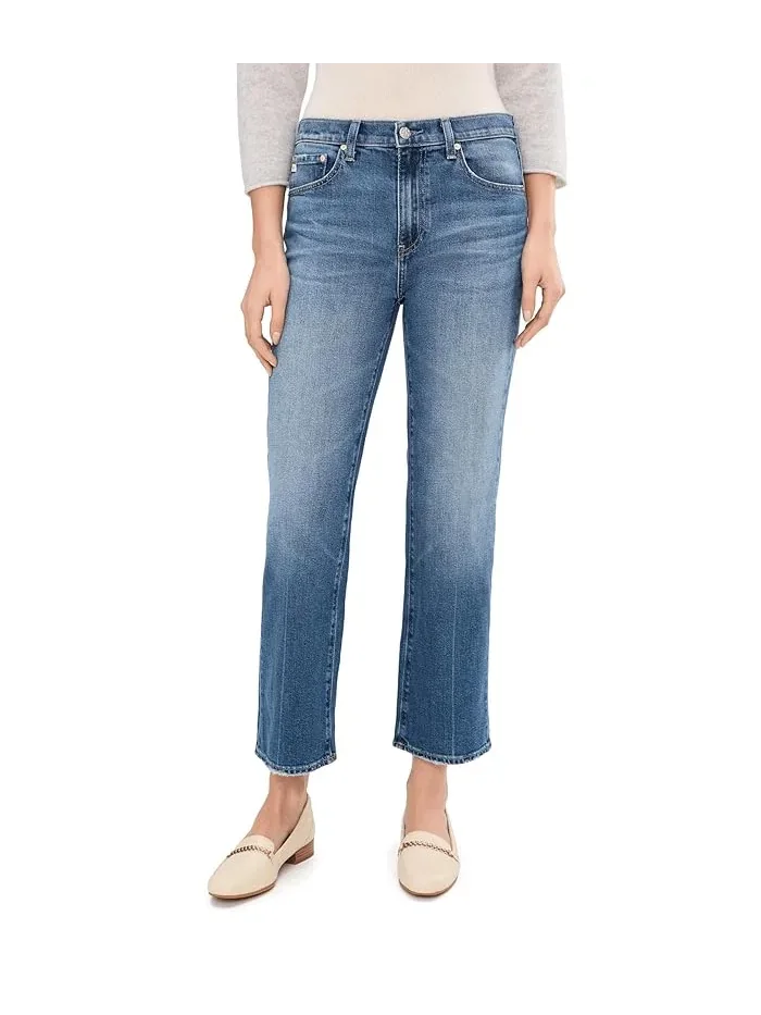 Джинсы прямые Brinley Mid-Rise Straight Crop AG Jeans, 17 Years Mystery