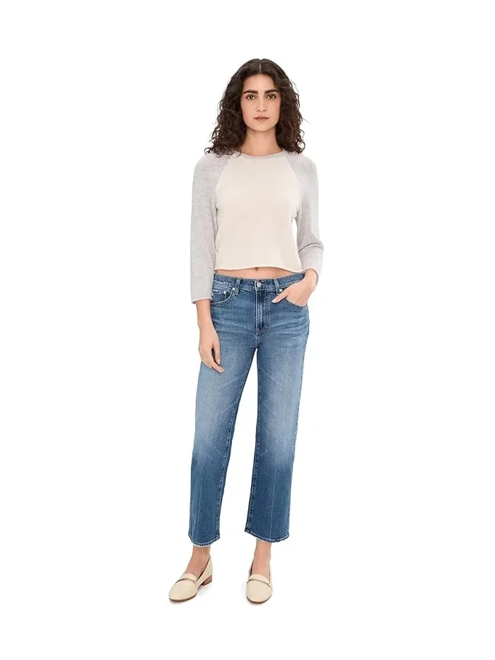 Джинсы прямые Brinley Mid-Rise Straight Crop AG Jeans, 17 Years Mystery — изображение 2 из 5, тайна