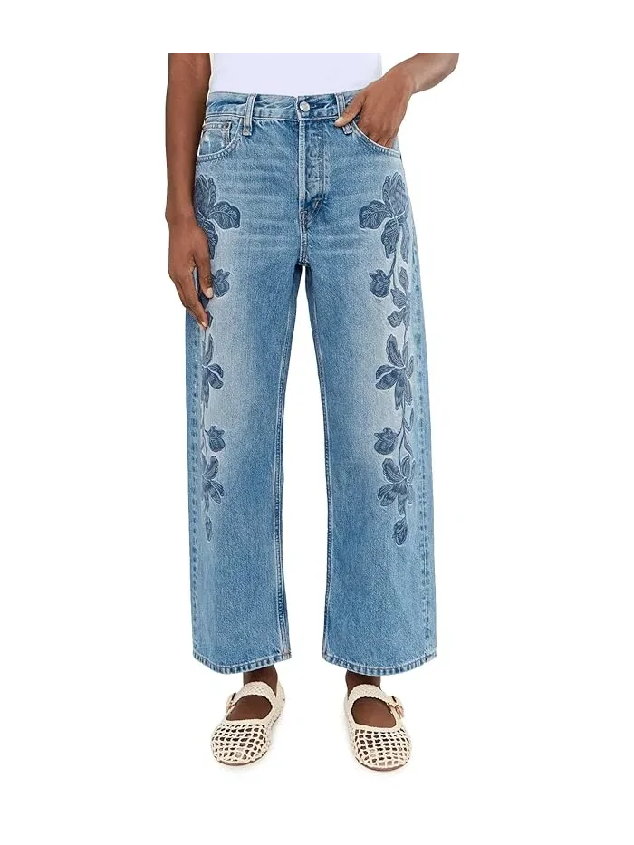 Джинсы свободного кроя с вышивкой Embroidered Low Slung Baggy Crop Madewell
