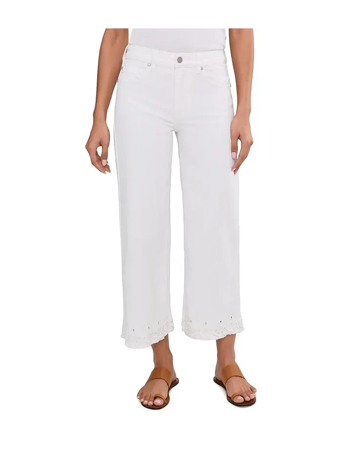 Джинсы с вышивкой Stride Mid-Rise Crop Wide Leg Liverpool Los Angeles — изображение 1 из 5, яркий белый