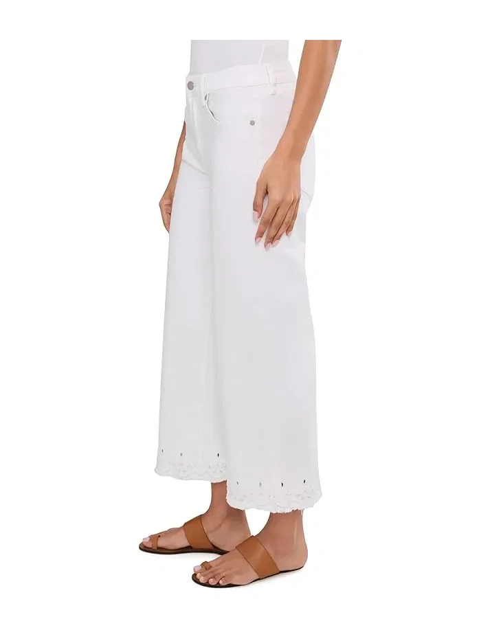 Джинсы с вышивкой Stride Mid-Rise Crop Wide Leg Liverpool Los Angeles — изображение 3 из 5, яркий белый