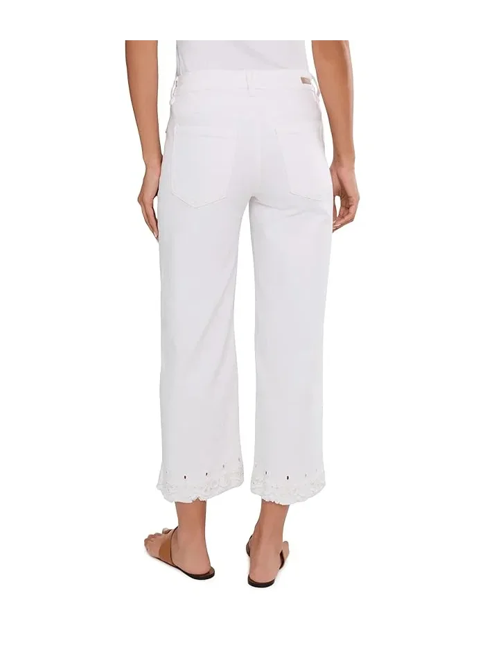 Джинсы с вышивкой Stride Mid-Rise Crop Wide Leg Liverpool Los Angeles — изображение 4 из 5, яркий белый