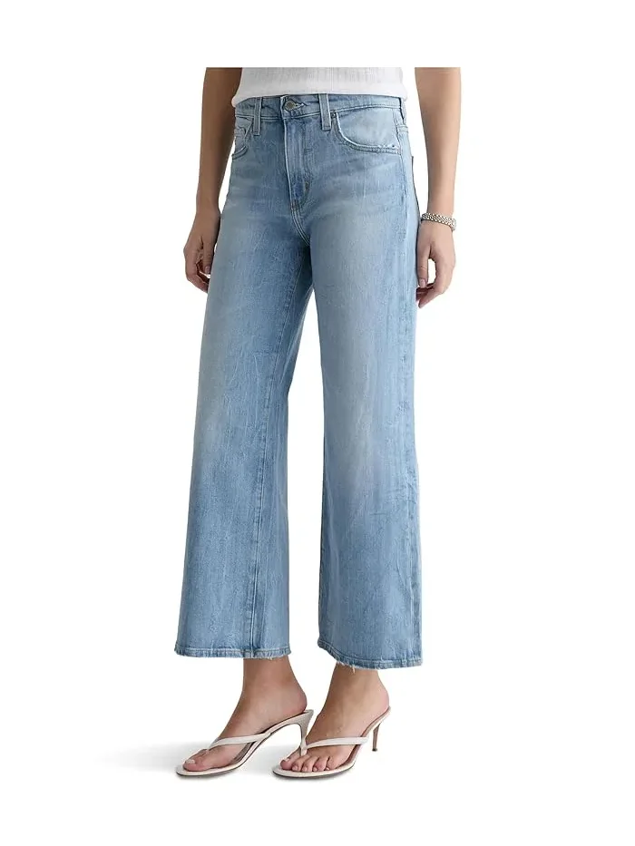Джинсы с завышенной талией Saige Mid-Rise Wide Leg Crop AG Jeans, Kings River — изображение 3 из 5, темно-серый