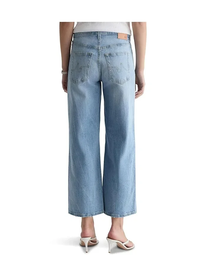 Джинсы с завышенной талией Saige Mid-Rise Wide Leg Crop AG Jeans, Kings River — изображение 4 из 5, темно-серый