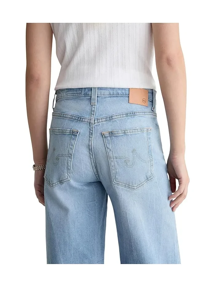 Джинсы с завышенной талией Saige Mid-Rise Wide Leg Crop AG Jeans, Kings River — изображение 5 из 5, темно-серый