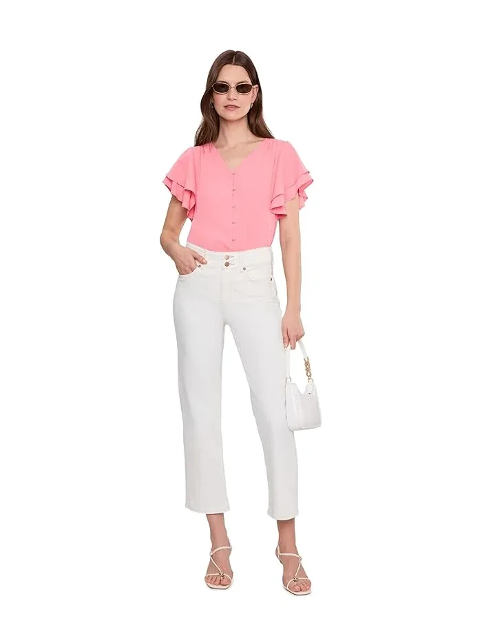 Джинсы прямого кроя Petite Bailey Relaxed Straight Crop NYDJ — изображение 2 из 5, винтажный белый