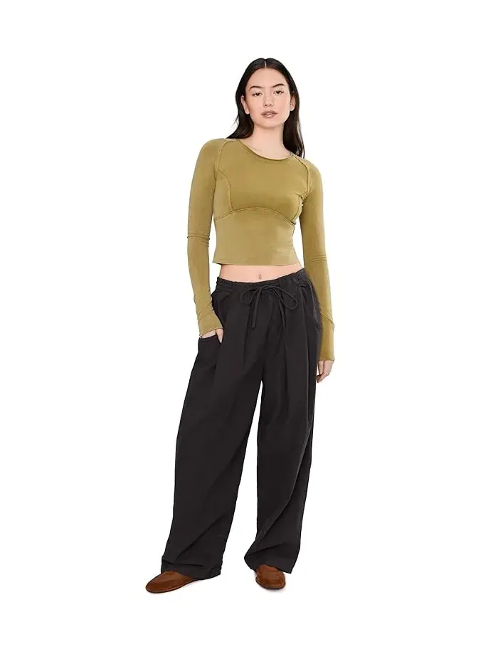 Джинсы свободные Chambers Laid Back Pull-On Free People — изображение 2 из 5, черный
