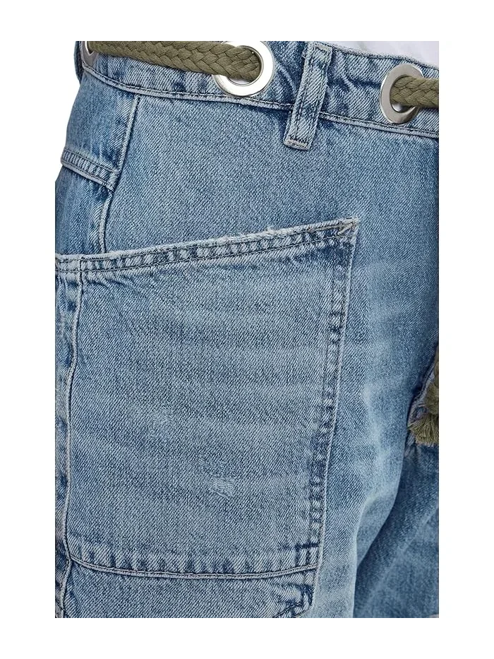 Джинсы barrel fit Moxie Pull-On Free People — изображение 5 из 5, синий