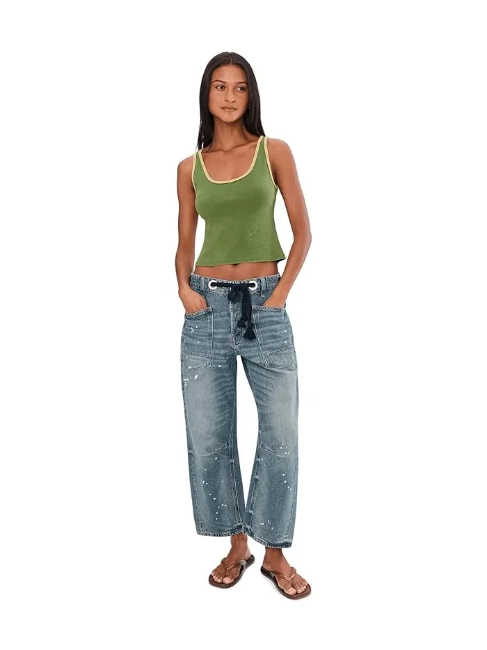 Джинсы прямого кроя Moxie Pull-On Barrel Free People — изображение 2 из 5, синий