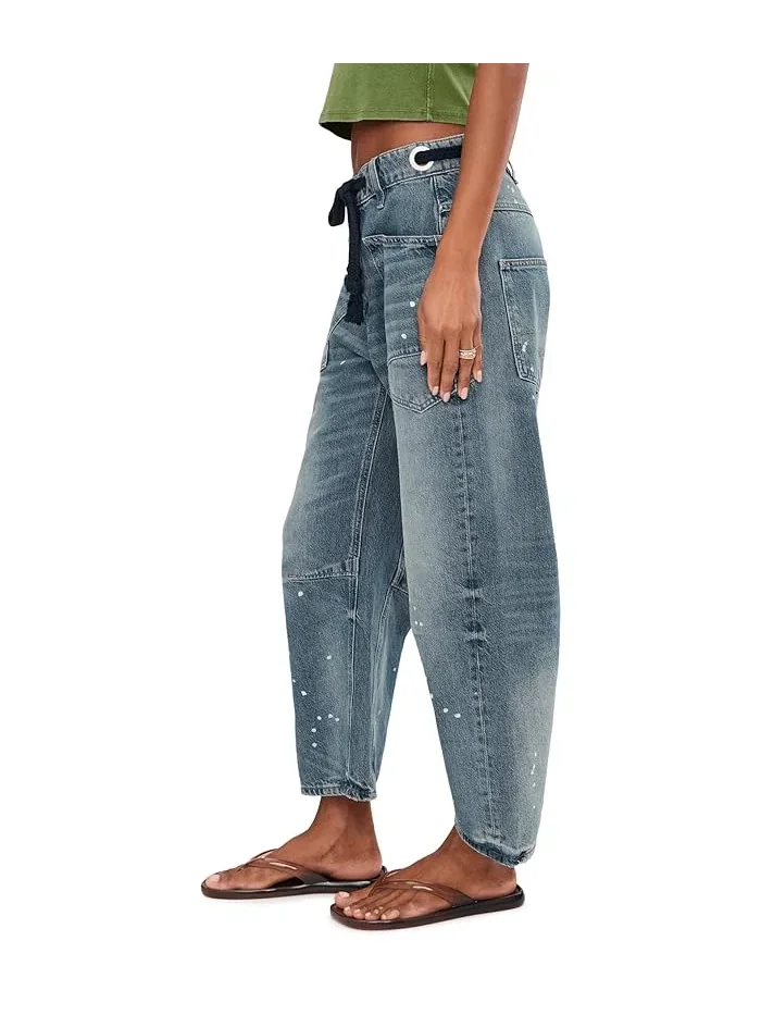 Джинсы прямого кроя Moxie Pull-On Barrel Free People — изображение 3 из 5, синий