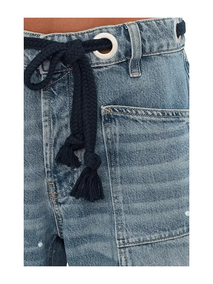 Джинсы прямого кроя Moxie Pull-On Barrel Free People — изображение 5 из 5, синий