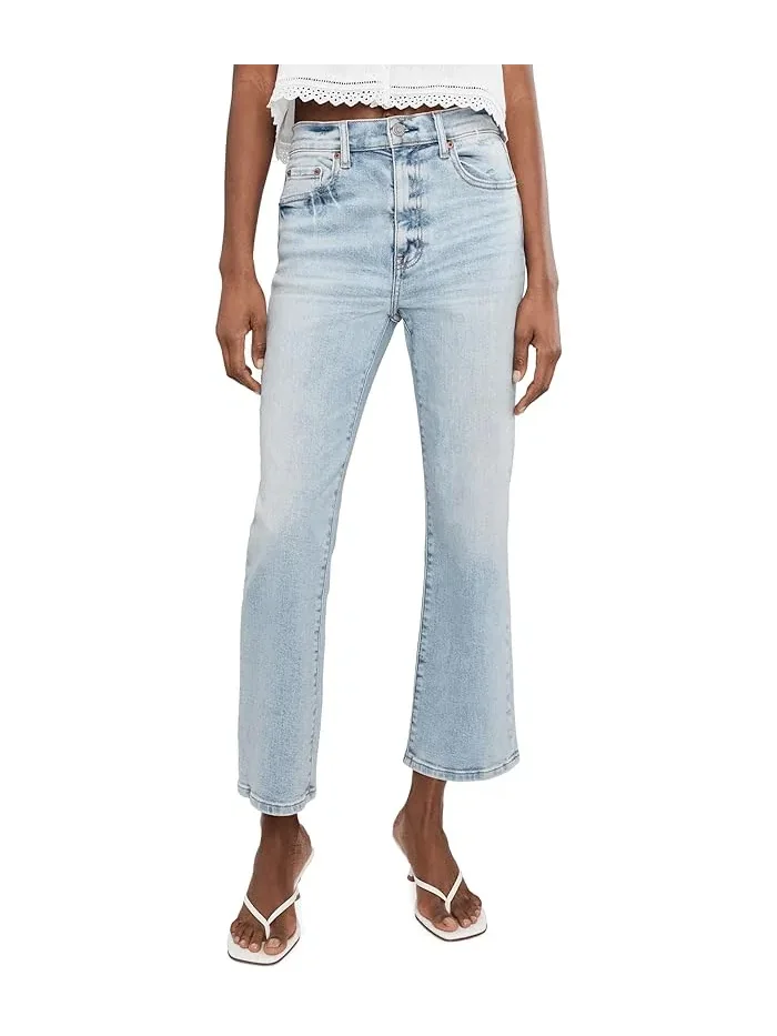 Джинсы клеш с завышенной талией Shy Girl High-rise Crop Flare DAZE, Miracle — серебристый