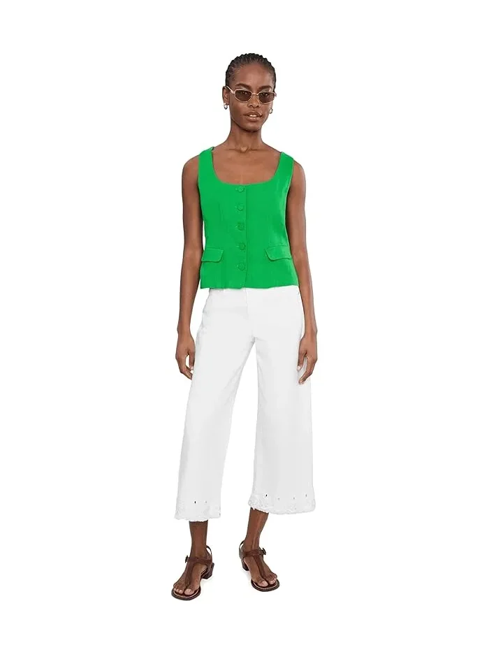 Джинсы с вышивкой Petite Mid-rise Stride Crop Wide Leg Liverpool Los Angeles, Bryce Canyon — изображение 2 из 5, белый