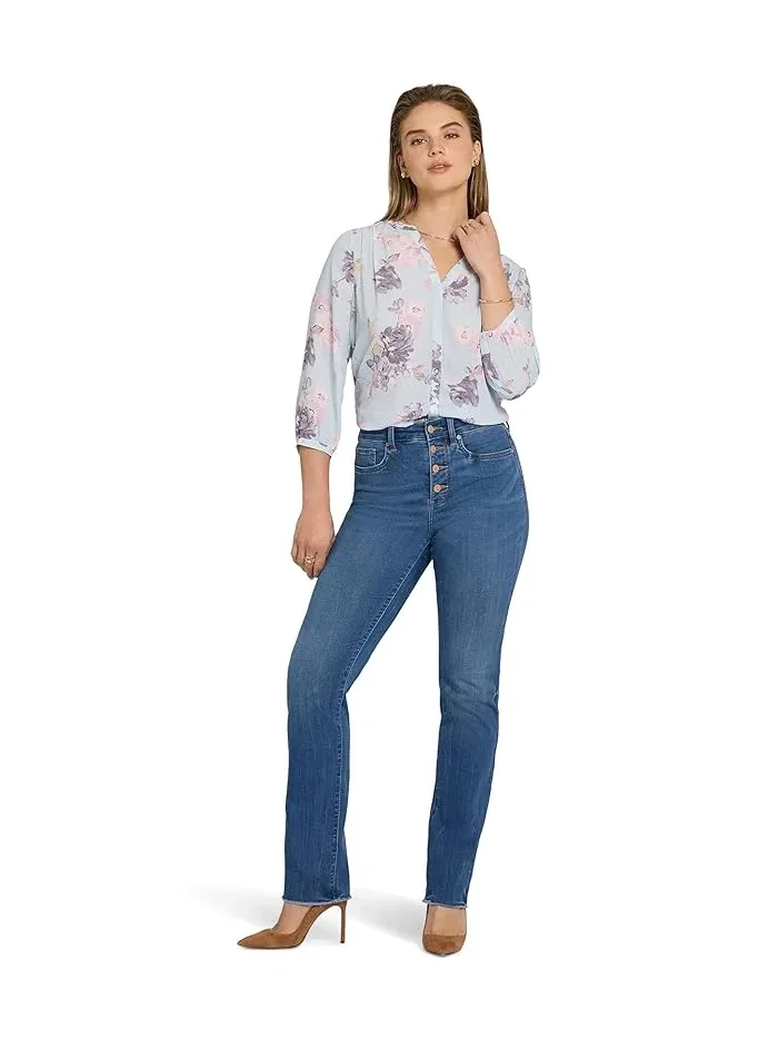 Джинсы прямые с бахромой Marilyn Straight Fray Hem NYDJ