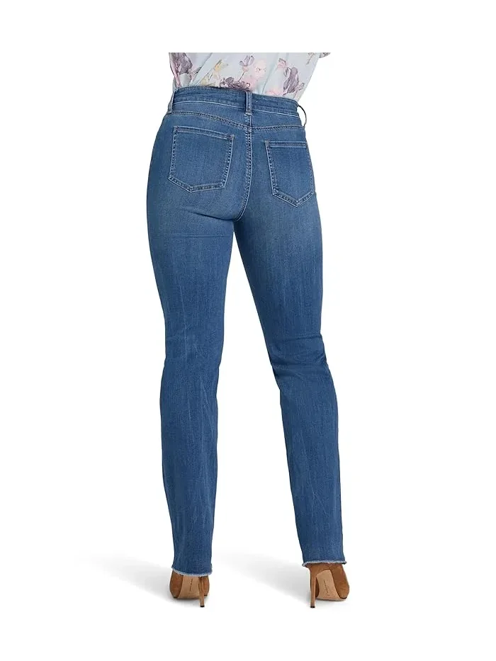 Джинсы прямые с бахромой Marilyn Straight Fray Hem NYDJ — изображение 2 из 3, серый