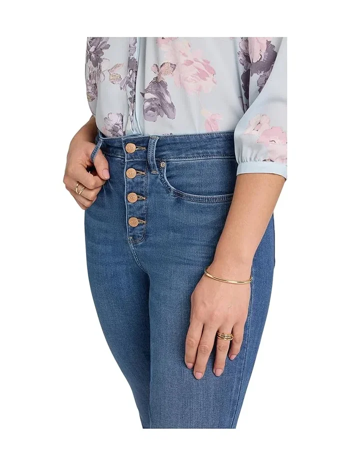 Джинсы прямые с бахромой Marilyn Straight Fray Hem NYDJ — изображение 3 из 3, серый