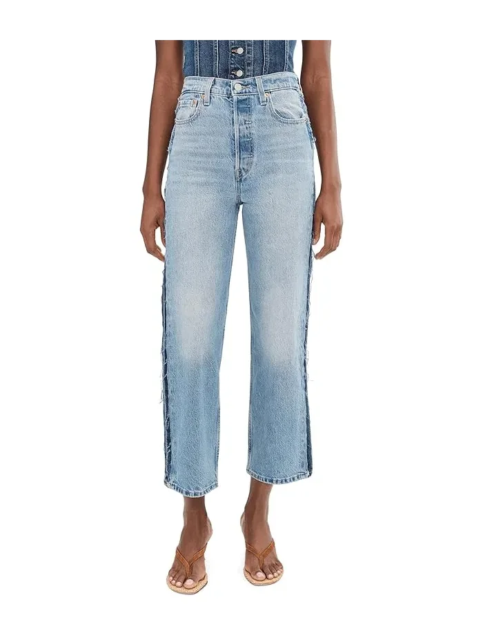 Джинсы с высокой талией прямые Ribcage Ankle Deconstructed Levi's Premium, Free Lunch