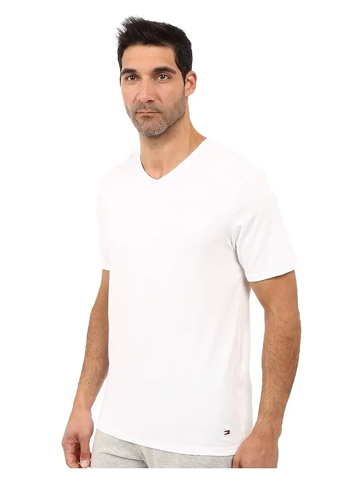 Рубашка Tommy Hilfiger Cotton V-Neck — изображение 3 из 4, белый