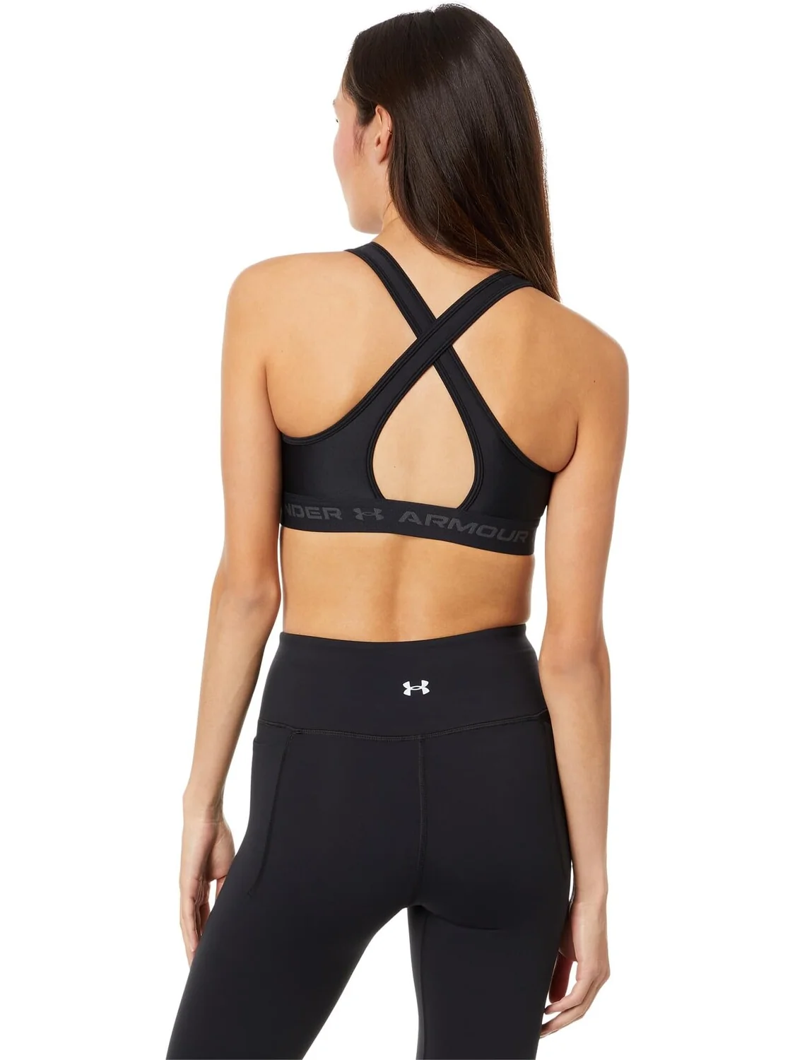 Бюстгальтер Under Armour Cross-Back Mid — изображение 2 из 4, черный/серый