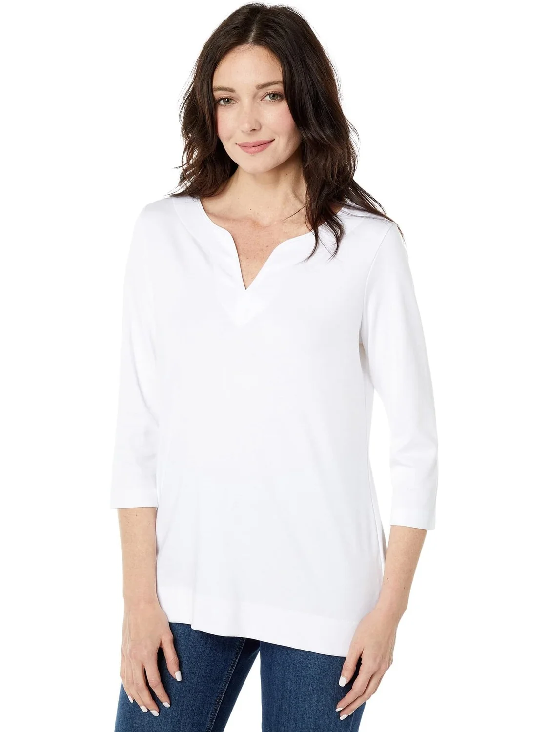 Туника Pima Tops с разрезом, рукав 3/4 L.L.Bean