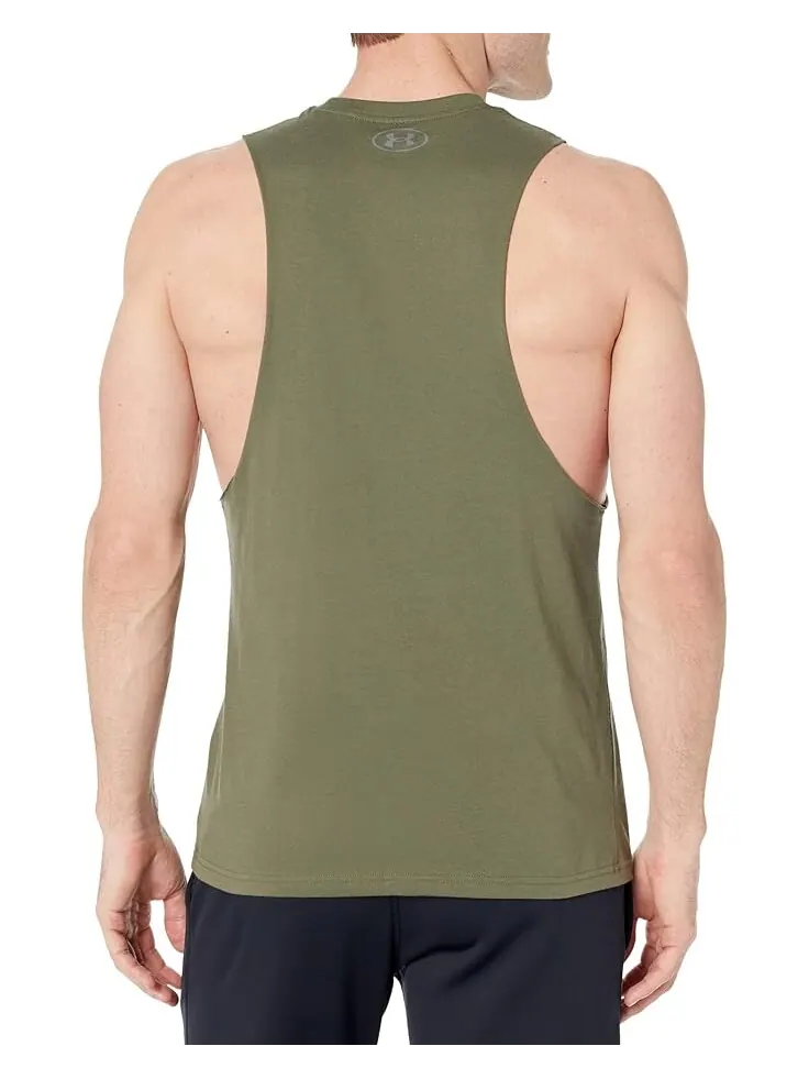 Майка Under Armour Left Chest Cutoff Tank — изображение 2 из 2, оливковый зеленый/черный