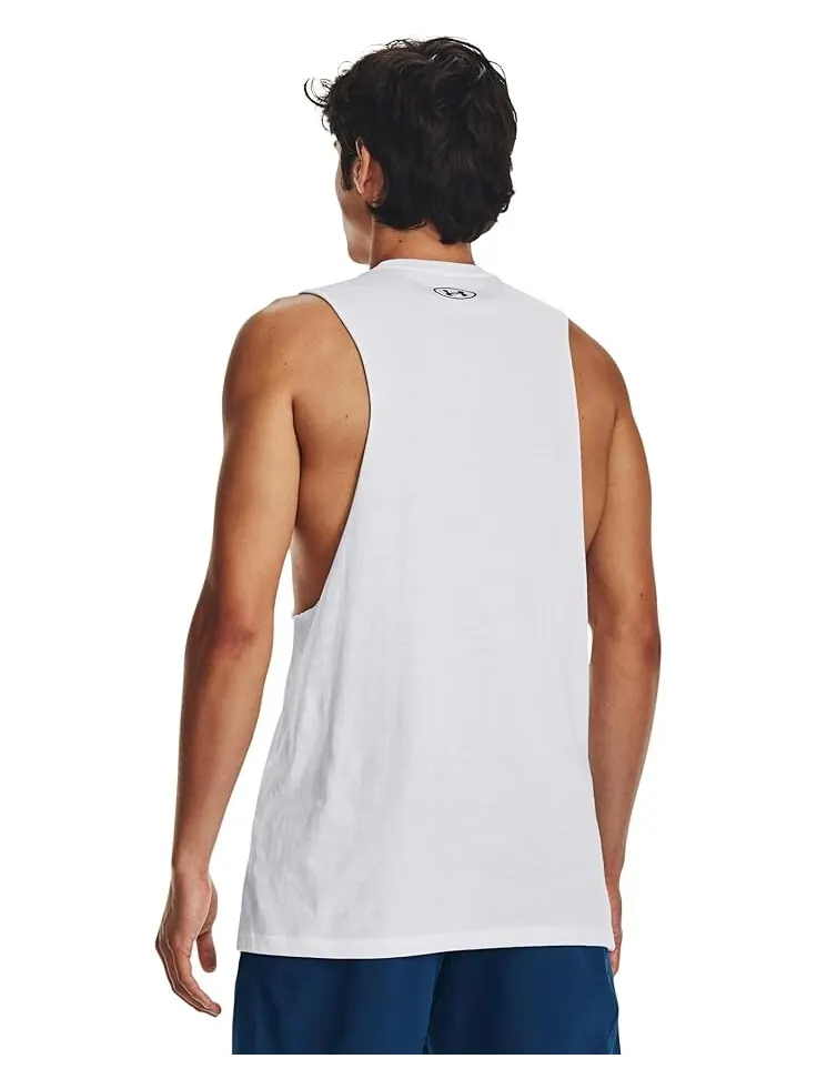 Майка Under Armour Left Chest Cutoff Tank — изображение 2 из 4, белый/черный