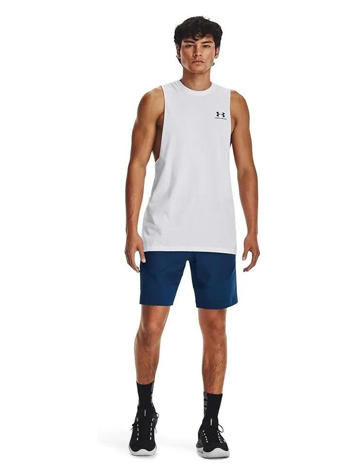 Майка Under Armour Left Chest Cutoff Tank — изображение 4 из 4, белый/черный