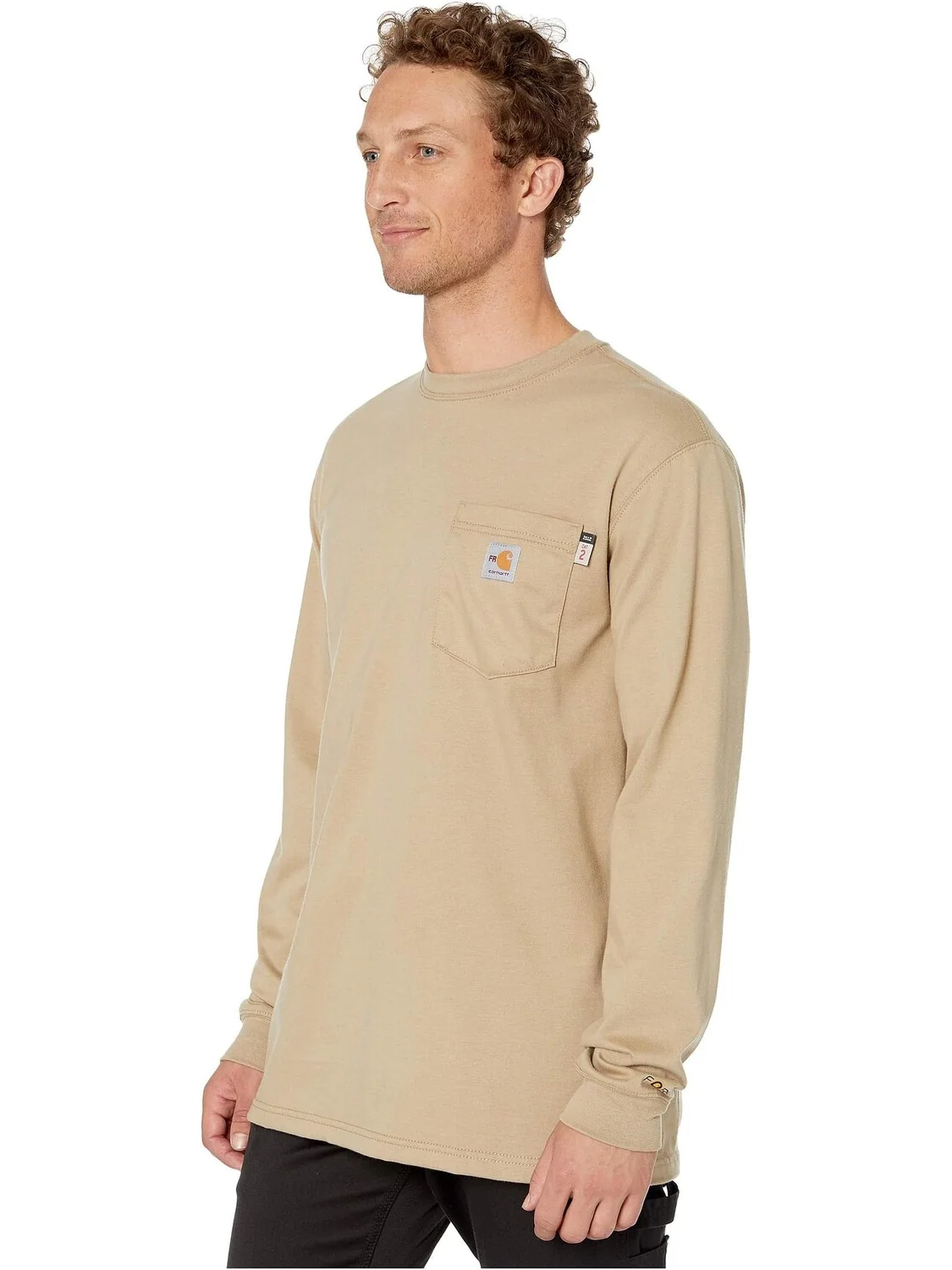 Футболка Carhartt Flame-Resistant (FR) Force Cotton Long Sleeve — изображение 2 из 4, хаки