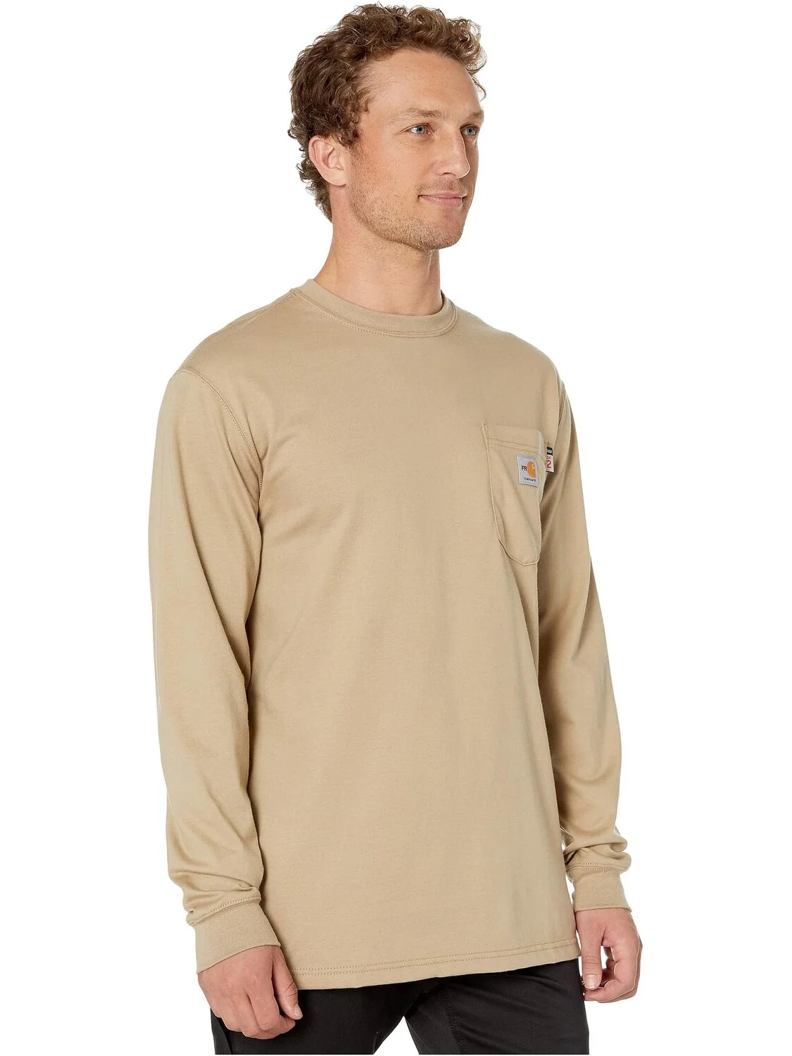 Футболка Carhartt Flame-Resistant (FR) Force Cotton Long Sleeve — изображение 4 из 4, хаки