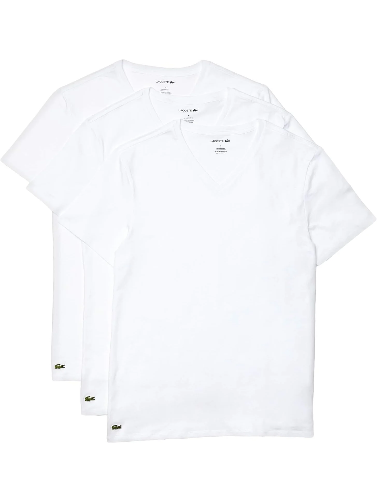 Комплект из 3 футболок Lacoste Essential с V-образным вырезом