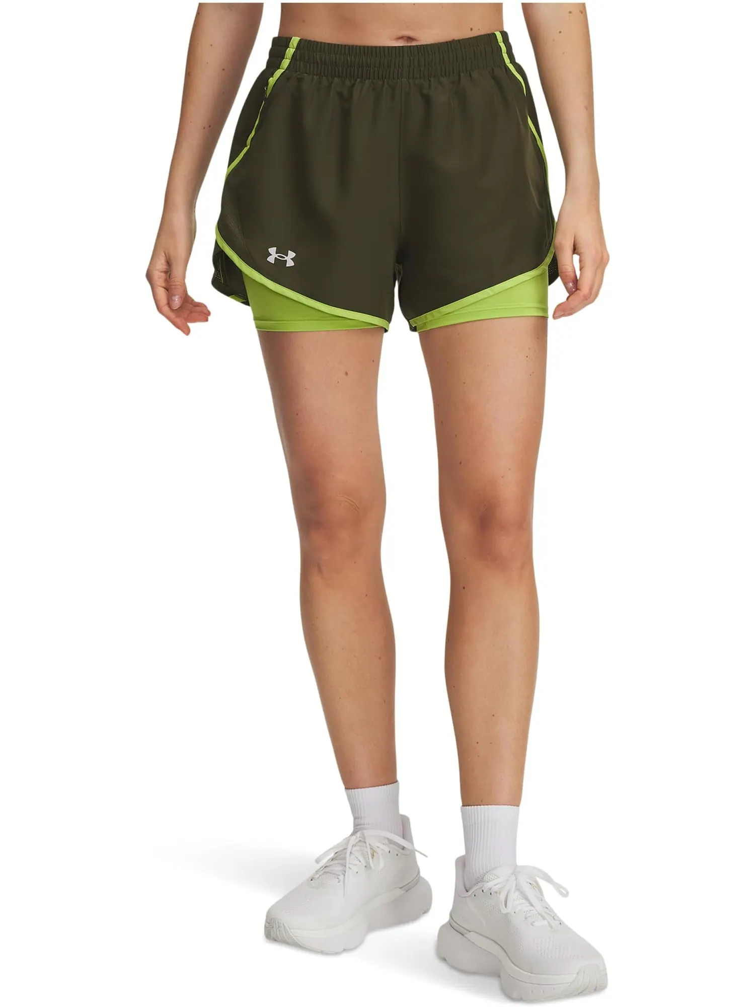 Шорты Under Armour Fly By 2-in-1 Shorts — изображение 1 из 4, зеленый/зеленый